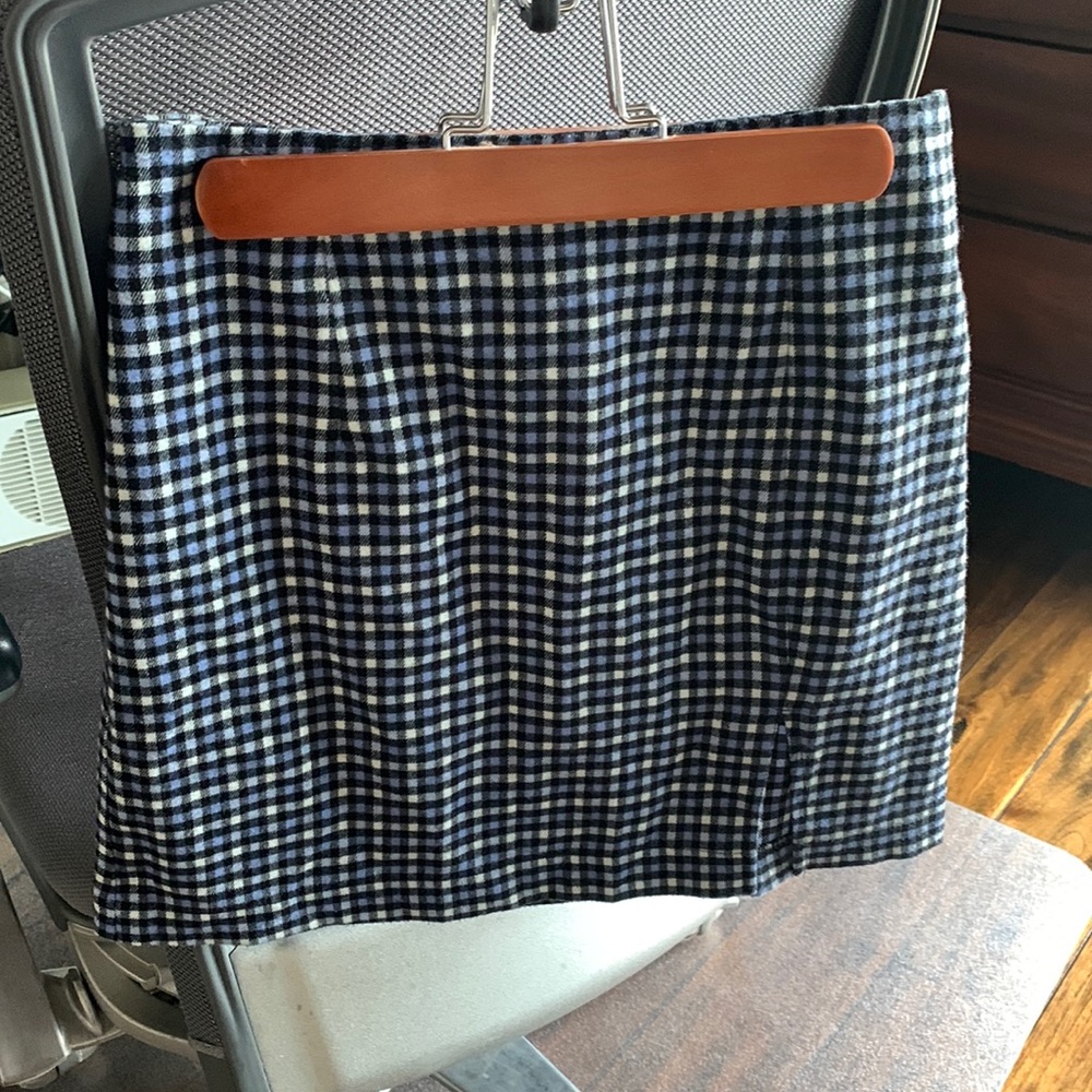 Wild Fable Blue White Black Plaid Mini Skirt with Side Slit - Size 2